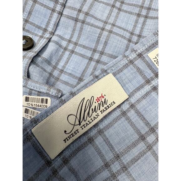 Zachary Prell 100% Cotton Gray Checkered Blue Button Down Men's Plaid Shirt Med - Picture 4 of 13